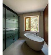 Natural Solid Wood Casement window, 39.5mm glass, Natural wood finish color, High Security, Weather-Resistant.